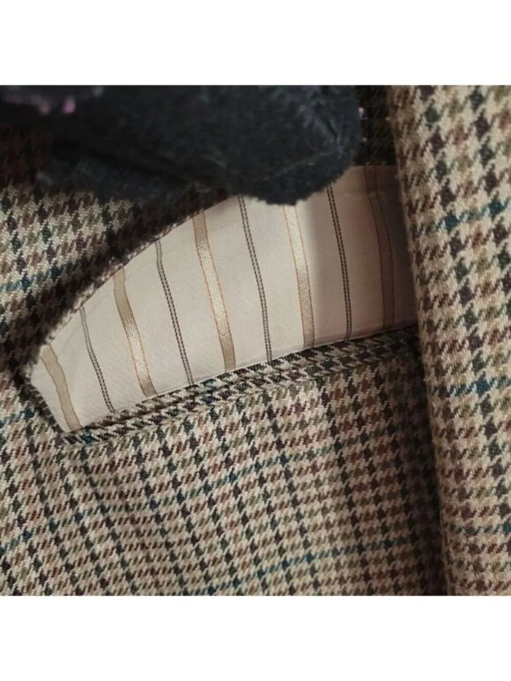 Hunting Horn J. Riggings Sport Coat Jacket Houndstooth Men's 42R Poly Wool Silk